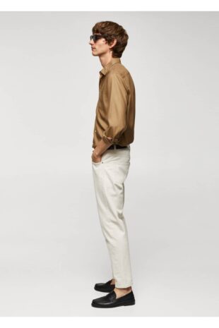پیراهن بژ مردانه مانگو 57015956