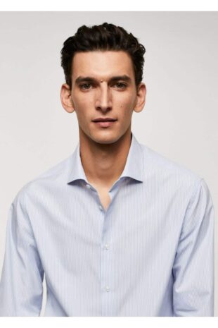 پیراهن آبی مردانه مانگو 57065955