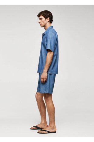 پیراهن آبی مردانه مانگو 57010724