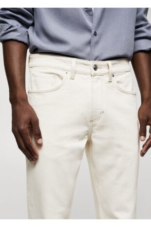 جین سفید فاق نرمال مردانه مانگو 57010699