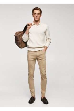 جین بژ فاق نرمال مردانه مانگو 57014409