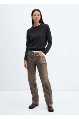 جین متالیک فاق نرمال زنانه مانگو 57037127