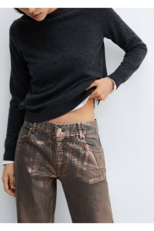 جین متالیک فاق نرمال زنانه مانگو 57037127