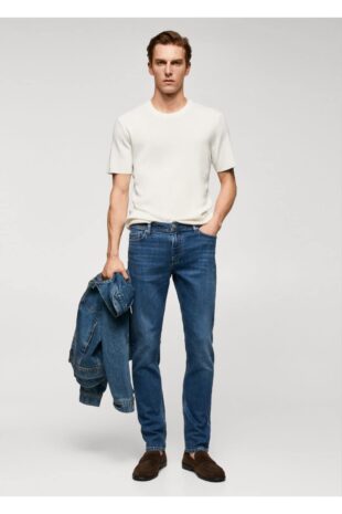 جین آبی فاق نرمال مردانه مانگو 57010696