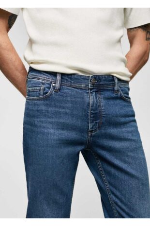 جین آبی فاق نرمال مردانه مانگو 57010696