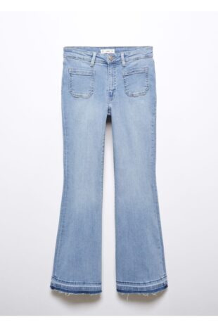 جین متالیک فاق نرمال زنانه مانگو 57003257