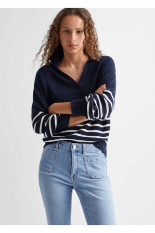 جین متالیک فاق نرمال زنانه مانگو 57003257