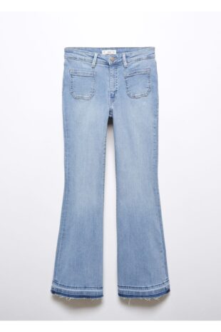 جین متالیک فاق نرمال زنانه مانگو 57003257