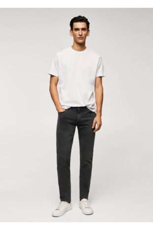 جین خاکستری فاق نرمال مردانه مانگو 57004426