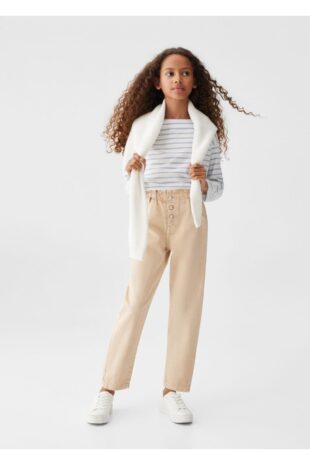 جین بژ فاق نرمال دخترانه مانگو 57013777