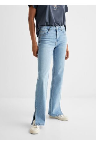 جین متالیک فاق نرمال زنانه مانگو 57003259