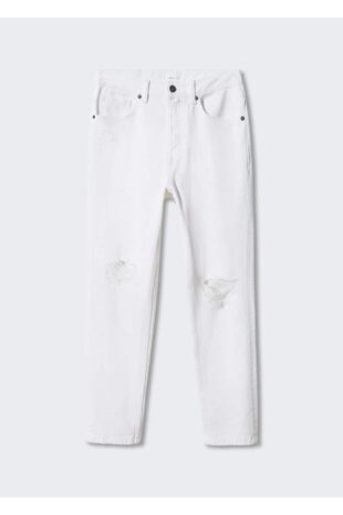 جین سفید فاق نرمال مردانه مانگو 47023260