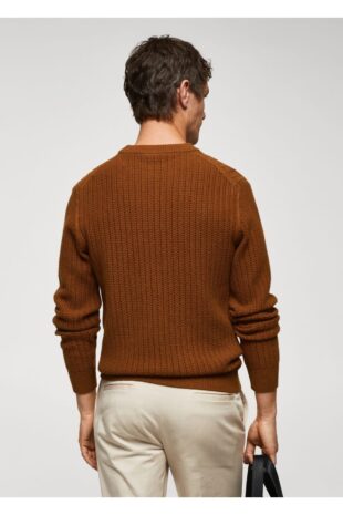 بافت قهوه ای مردانه مانگو 57095966