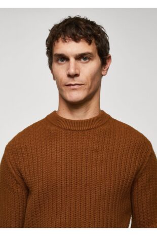 بافت قهوه ای مردانه مانگو 57095966