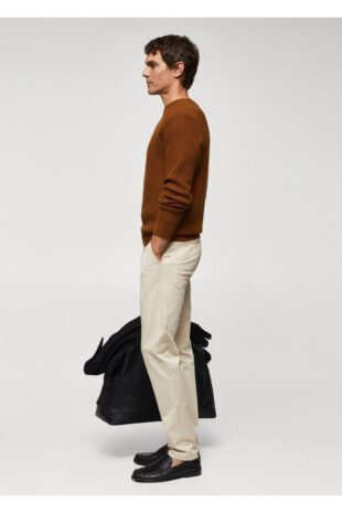 بافت قهوه ای مردانه مانگو 57095966