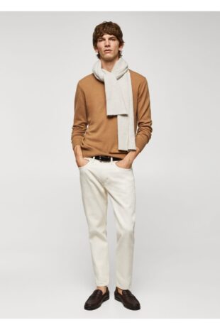 بافت قهوه ای مردانه مانگو 57005962