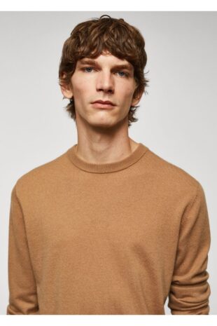 بافت قهوه ای مردانه مانگو 57005962