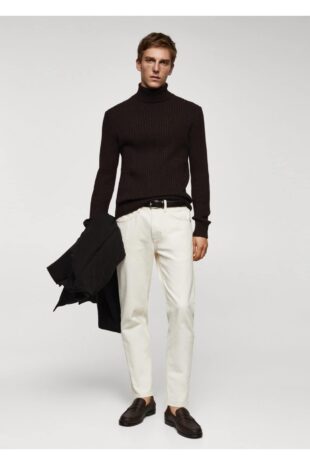 بافت قهوه ای مردانه مانگو 57027752