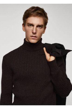 بافت قهوه ای مردانه مانگو 57027752