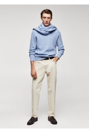 بافت آبی مردانه مانگو 57087722