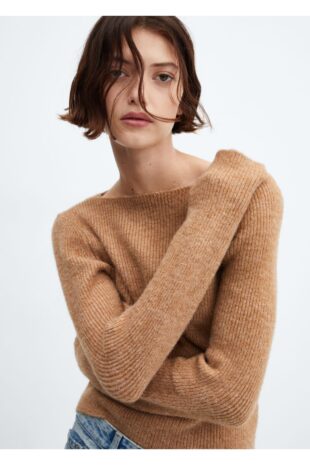 بافت قهوه ای زنانه مانگو 57005815