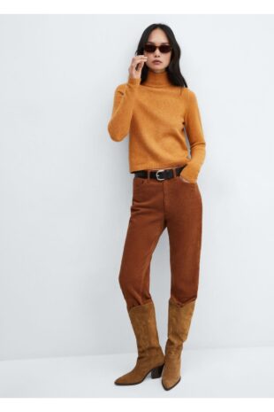 بافت قهوه ای زنانه مانگو 57007749