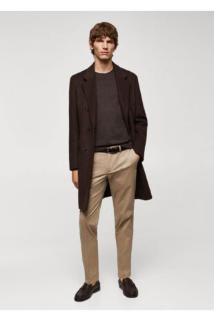 بافت قهوه ای مردانه مانگو 57065956