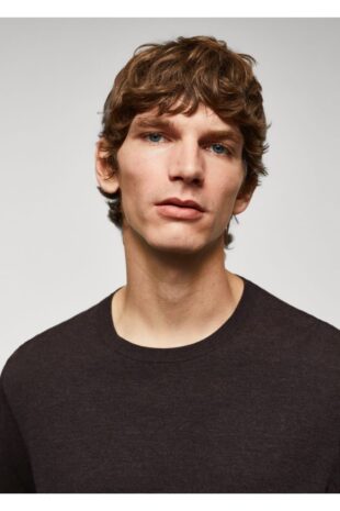 بافت قهوه ای مردانه مانگو 57065956