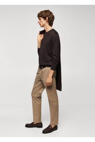 بافت قهوه ای مردانه مانگو 57065956