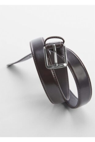 کمربند قهوه ای مردانه مانگو 57050660