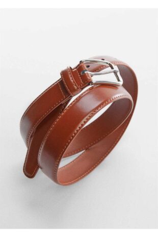 کمربند قهوه ای مردانه مانگو 57050660