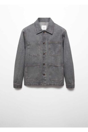 کت خاکستری مردانه مانگو 57044416