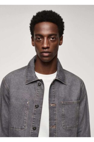 کت خاکستری مردانه مانگو 57044416