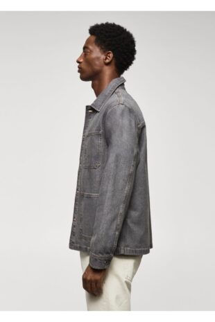 کت خاکستری مردانه مانگو 57044416