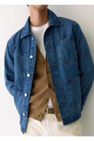 کت آبی مردانه مانگو 57064415