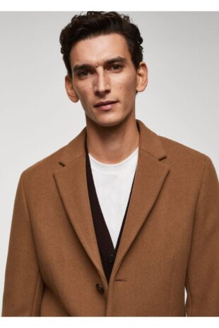 پالتو قهوه ای مردانه مانگو 57025948