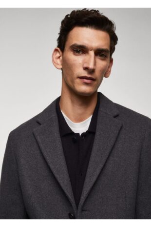 پالتو خاکستری مردانه مانگو 57035947