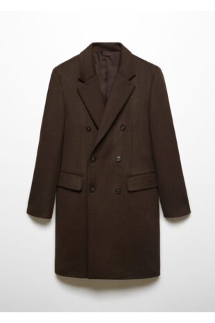 پالتو قهوه ای مردانه مانگو 57035953