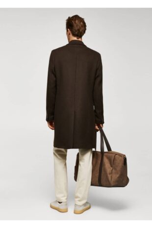 پالتو قهوه ای مردانه مانگو 57035953