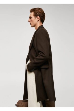 پالتو قهوه ای مردانه مانگو 57035953