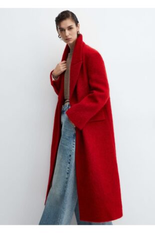 پالتو قرمز زنانه مانگو 57057759