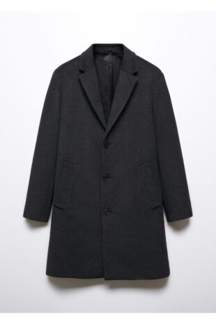 پالتو خاکستری مردانه مانگو 57077702