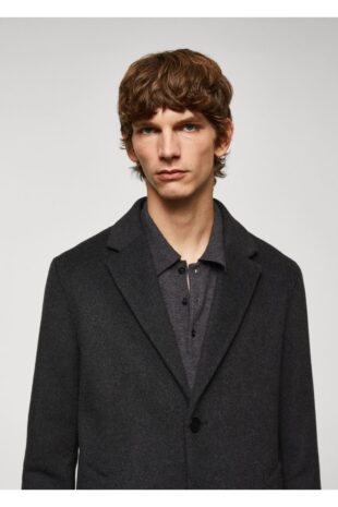 پالتو خاکستری مردانه مانگو 57077702