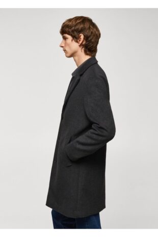 پالتو خاکستری مردانه مانگو 57077702