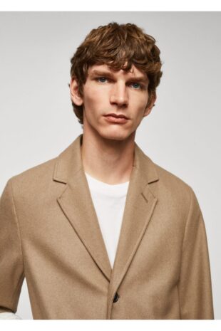 پالتو قهوه ای مردانه مانگو 57024387