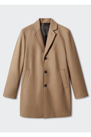 پالتو قهوه ای مردانه مانگو 57024387