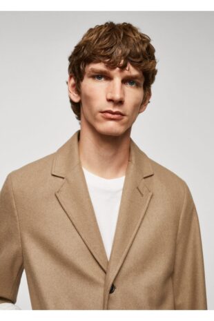 پالتو قهوه ای مردانه مانگو 57024387