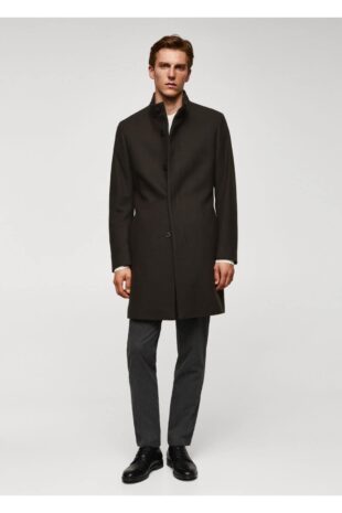 پالتو قهوه ای مردانه مانگو 57025949