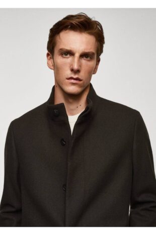 پالتو قهوه ای مردانه مانگو 57025949