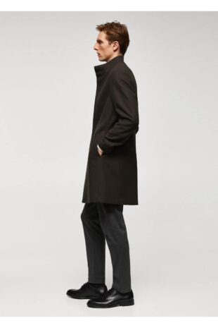پالتو قهوه ای مردانه مانگو 57025949